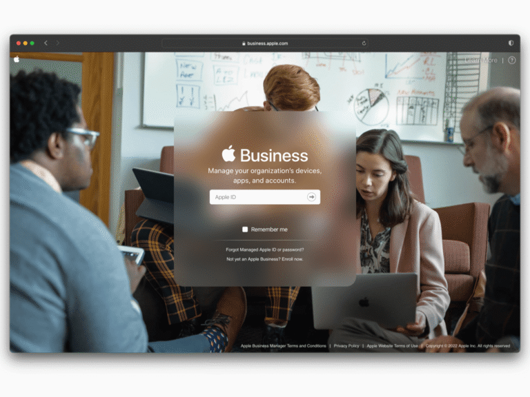Apple Business Manager. Inlogpagina van 2022. Zo was het toen.